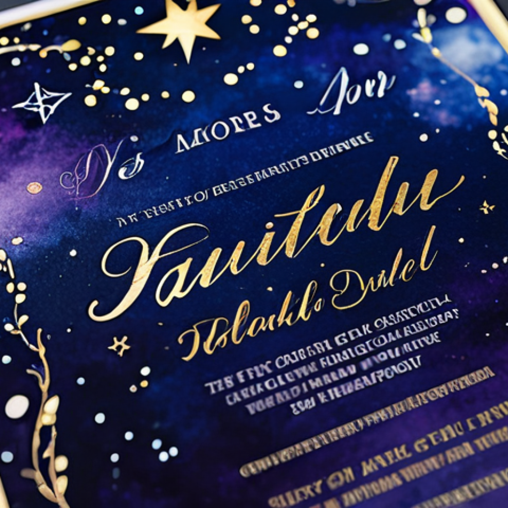 밤하늘을 배경으로 한 이벤트 기획 - Celestial Invitation Design**
"A beautifully designed invitation for a stargazing event, featuring ...